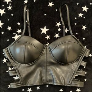 Pleather Bustier With Cutout Sides